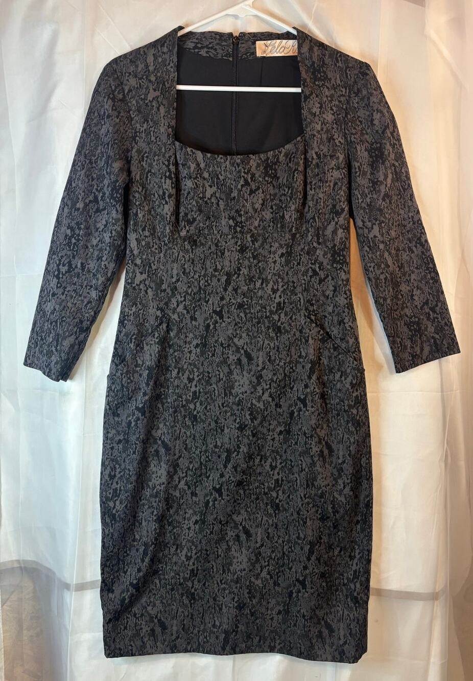 Lela Rose Charcoal Long Sleeve Bodycon Dress Size 6